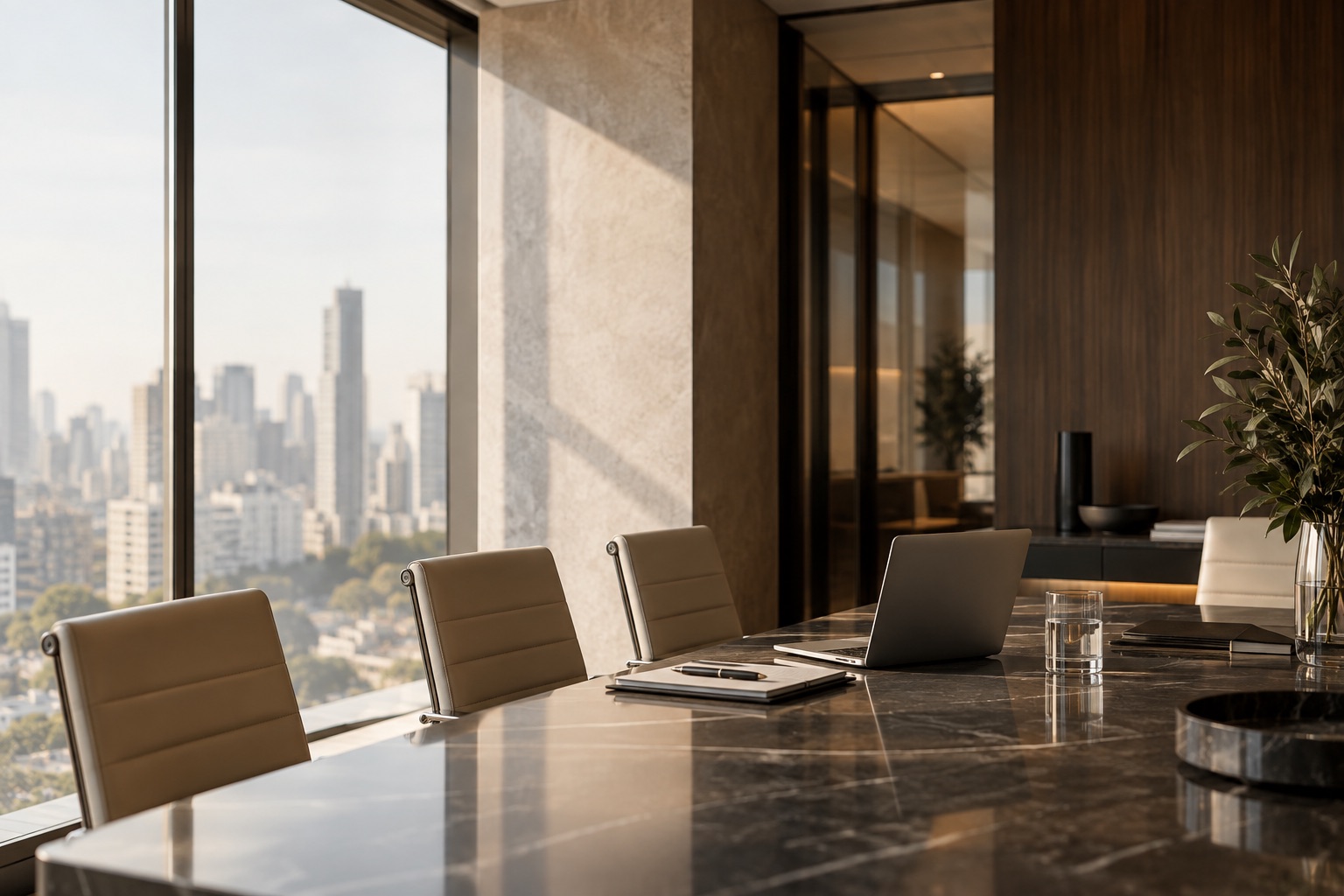 Sala de reuniões com vista para a cidade